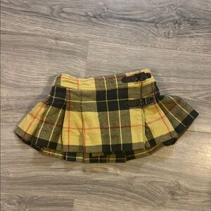 Bonpoint wool Yellow and Black Pleated Skirt leather buckle